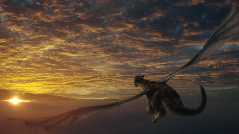 Dragon flying into the sunset in Pete's Dragon
