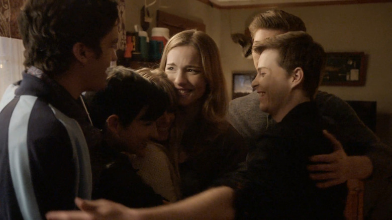 The ensemble of Scream: The Series participates in a group hug
