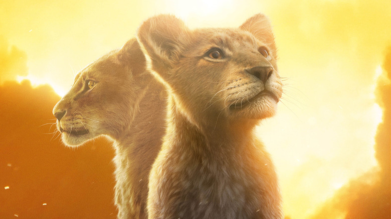 Young Mufasa and Taka posing on the poster for Mufasa: The Lion King