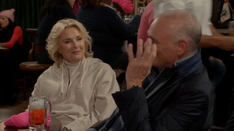 Candice Bergen as Murphy Brown, talking to Frank at the bar on Murphy Brown