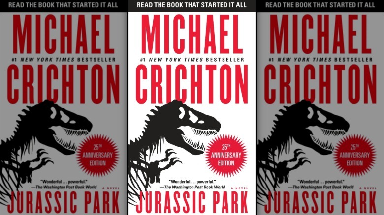The T-rex on the cover of Michael Crichton's Jurassic Park