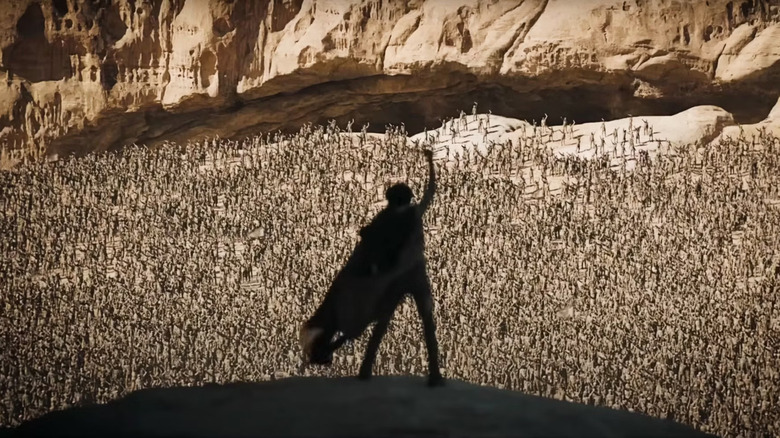 Paul Atreides looks over a crowd in Dune: Part One