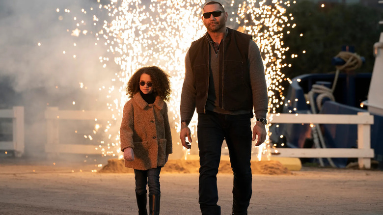 Chloe Coleman and Dave Bautista in My Spy