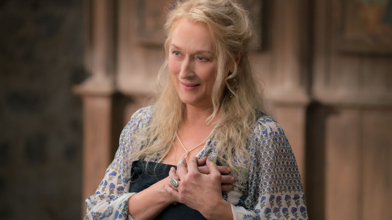 Meryl Streep as Donna holding her hands to her chest in Mamma Mia! Here We Go Again
