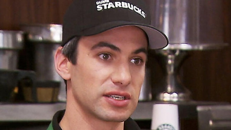 Nathan Fielder serves coffee