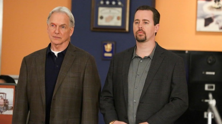 Gibbs and McGee standing next to each other on NCIS