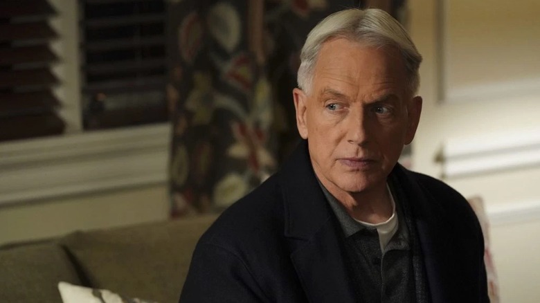 Mark Harmon looks suspicious as Leroy Jethro Gibbs in NCIS