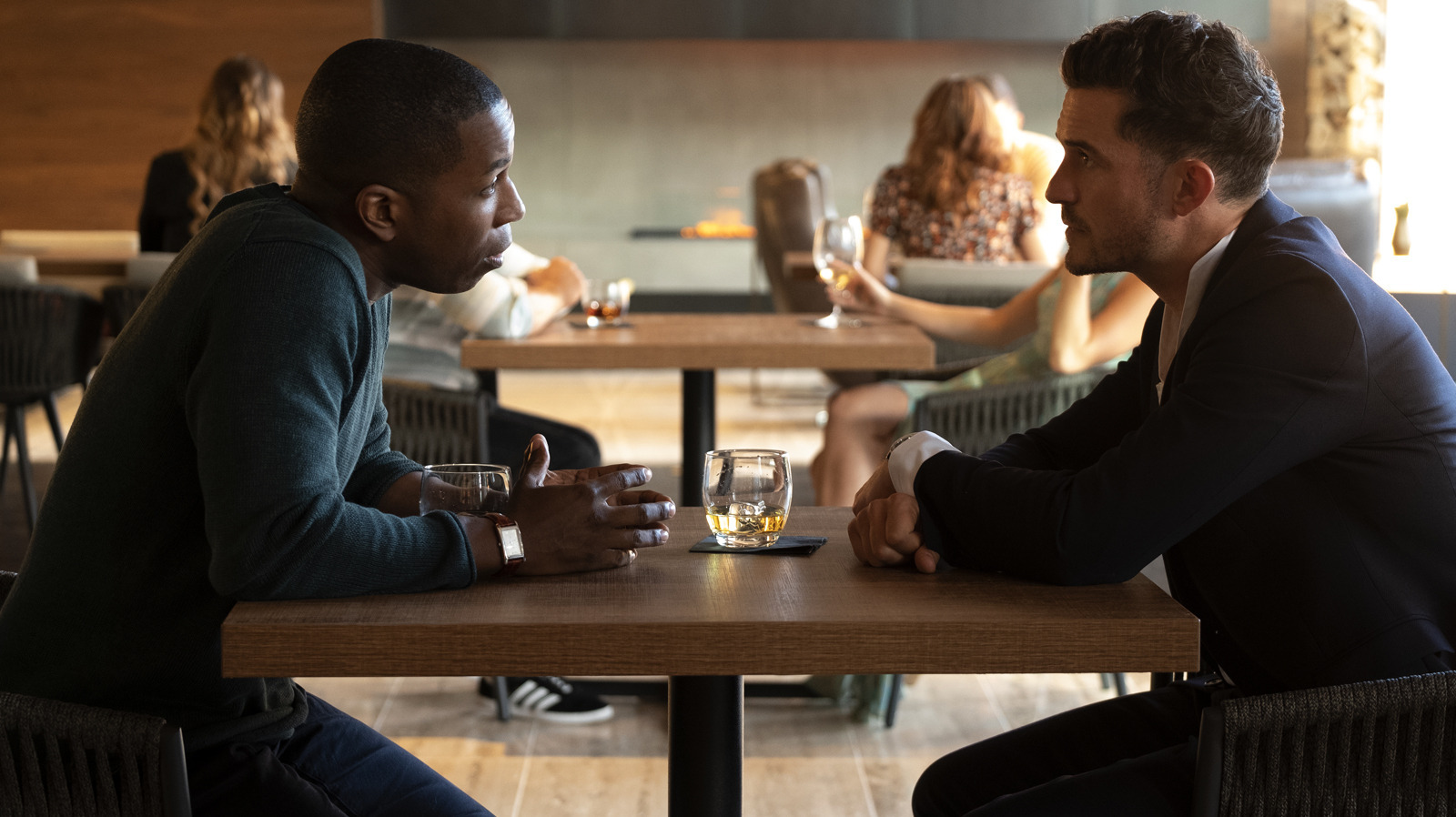 Needle In A Timestack Trailer Orlando Bloom And Leslie Odom Jr. Star