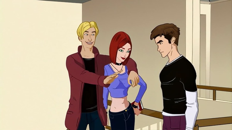 Peter Parker is surprised at seeing Mary Jane with Harry Osborn in Spider-Man: The New Animated Series