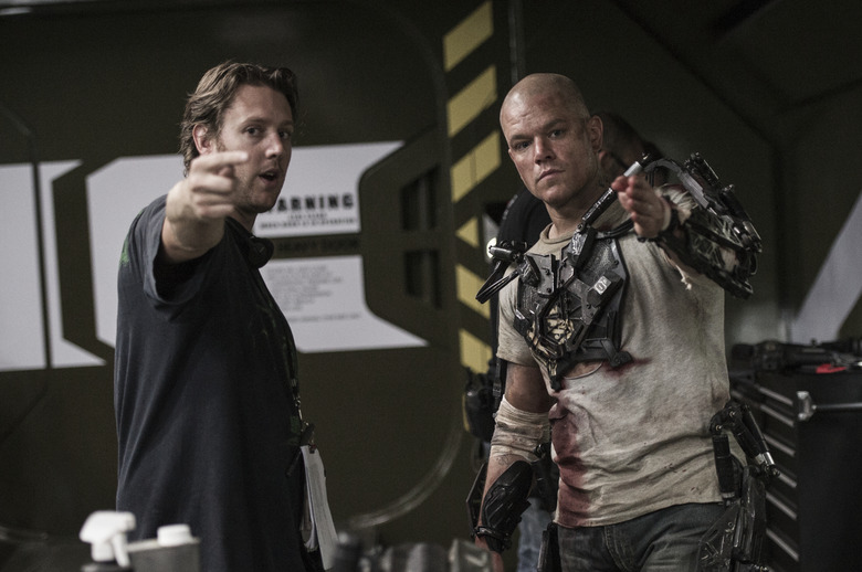 Neil Blomkamp and Matt Damon on Elysium set