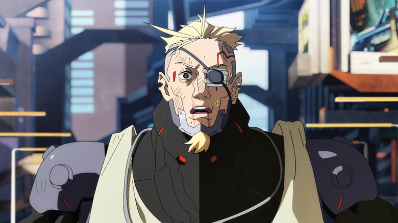 Weak Kingsley looking alarmed in Cyberpunk: Edgerunners 2