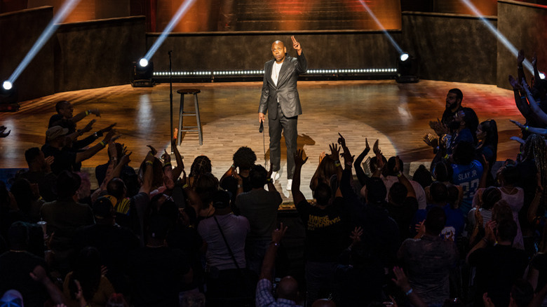 Dave Chappelle receiving a standing ovation in The Closer