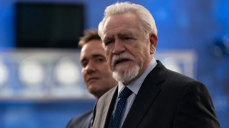 Logan Roy looking concerned in Succession