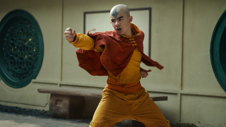 Aang doing some bending in Avatar: The Last Airbender