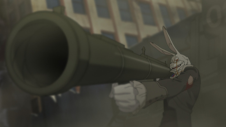 White Rabbit holding a rocket launcher