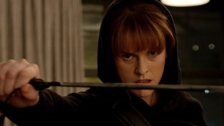 Alice Eve as Mary holding up a sword in Iron Fist season 2