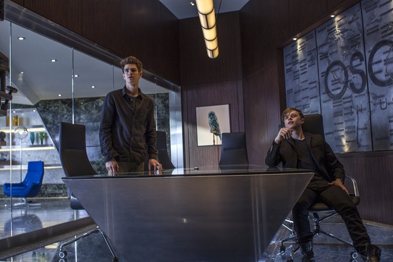 Andrew Garfield as Peter Parker and Dane DeHaan as Harry Osborn in The Amazing Spider-Man 2