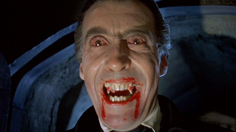 Christopher Lee Dracula blood stained fangs