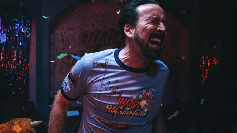 Nic Cage screaming in Willy's Wonderland