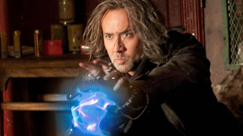 Nicolas Cage as Balthazar Blake using his hands to make magic in The Sorcerer's Apprentice