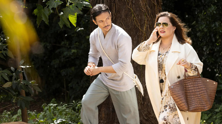 Manny Jacinto and Melissa McCarthy in Nine Perfect Strangers