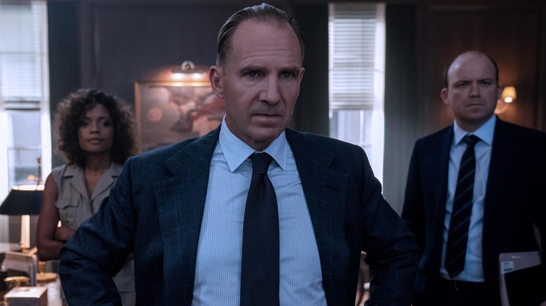 Moneypenny and M looking concerned