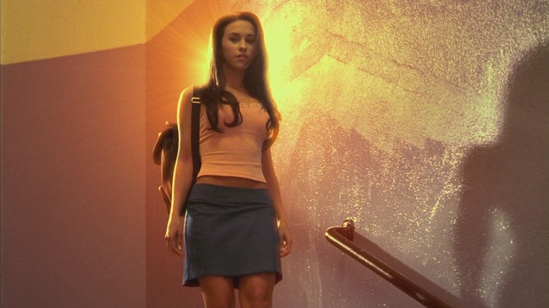 Lacey Chabert as Amanda Becker in Not Another Teen Movie, walking down the stairs, glowing