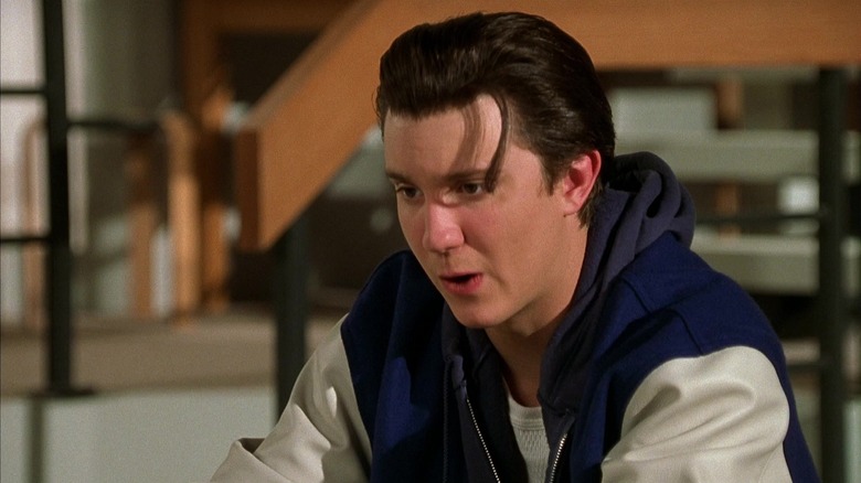 Sam Huntington as Ox in Not Another Teen Movie, talking in the library