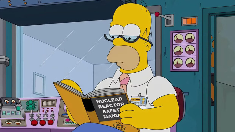 Homer reading a nuclear reactor safety manual in The Simpsons