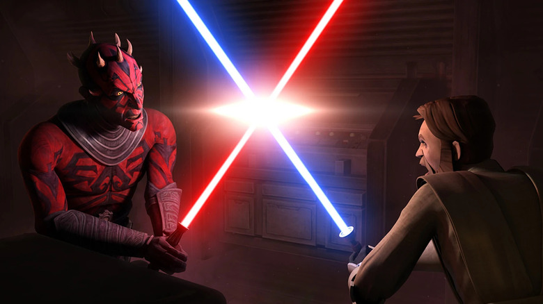 Obi-Wan Kenobi and Darth Maul lightsaber duel