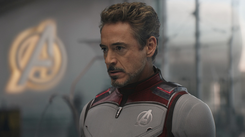 Robert Downey Jr. as Tony Stark in his time travel suit in Avengers: Endgame