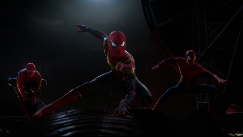 Three Spider-men action poses