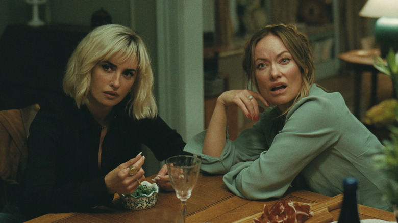Pina and Angela looking horrified in The Invite