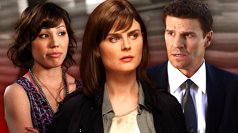 Angela Temperance and Booth with a blurry background on Bones