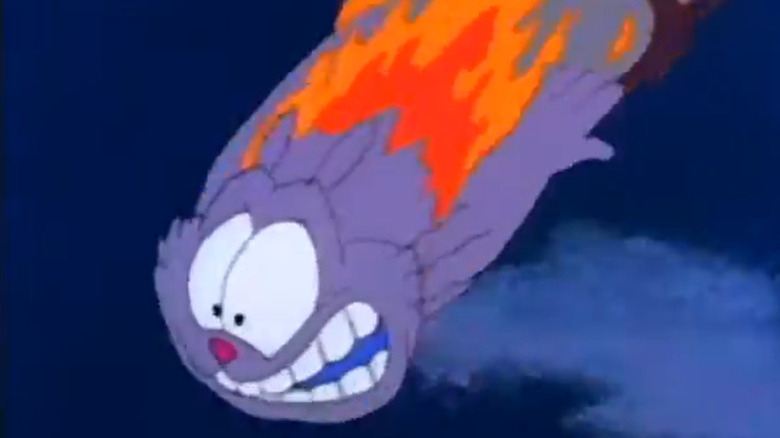 Eek the cat on fire, plummeting to his death in Eek! the Cat