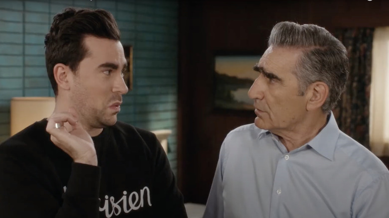 Dan and Eugene Levy as David and Johnny Rose in Schitt's Creek
