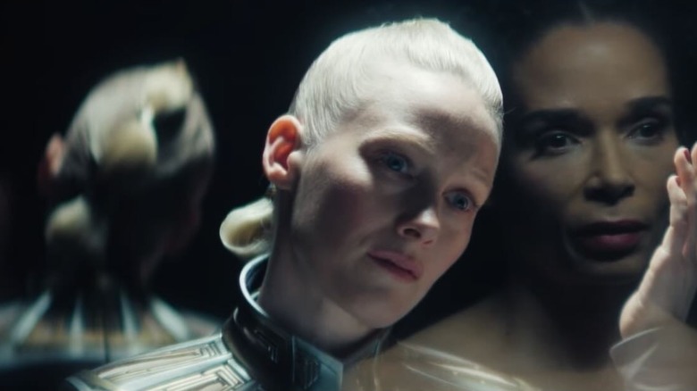 Demerzel caresses Kalle's reflection in Foundation season 3