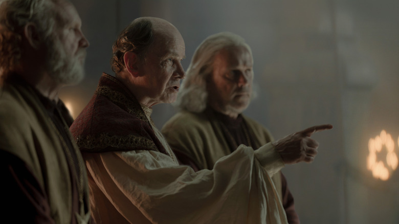 The High Septon trying to threaten Rhaenyra before he gets executed in House of the Dragon