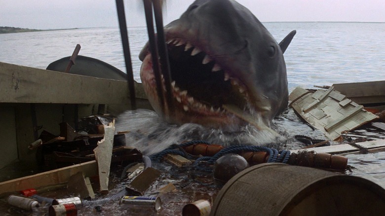 Bruce the shark chows down on the Orca in Jaws
