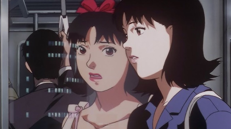 Perfect Blue - Mima riding train as her pop idol self appears in window