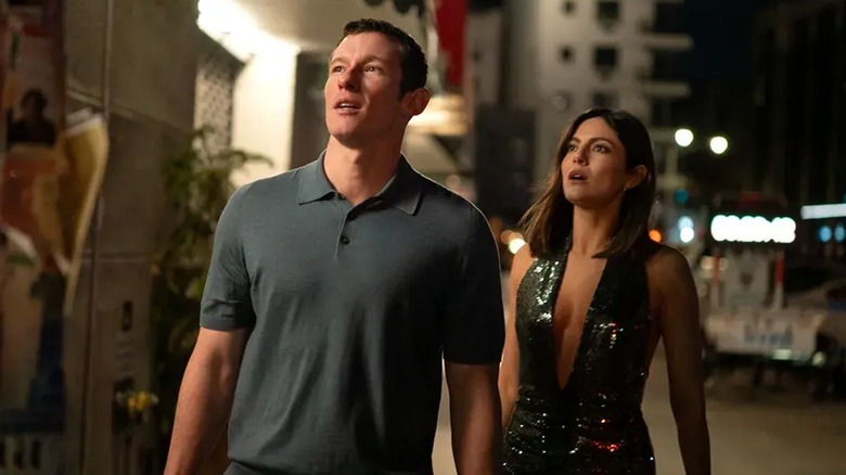 Owen and Allie outside looking surprised in One Night Only