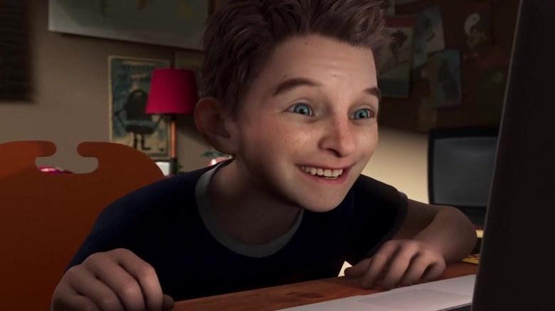 Milo smiling in a creepy way in Mars Needs Moms
