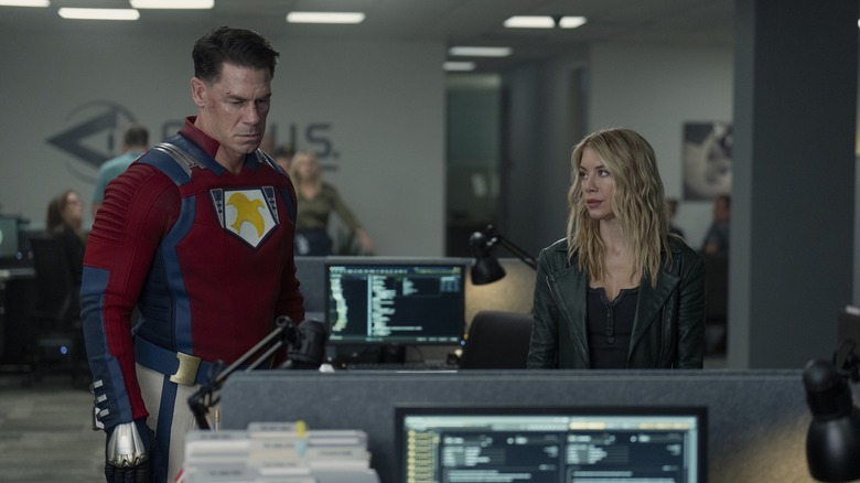 Chris and Harcourt in A.R.G.U.S. headquarters on Earth X in Peacemaker
