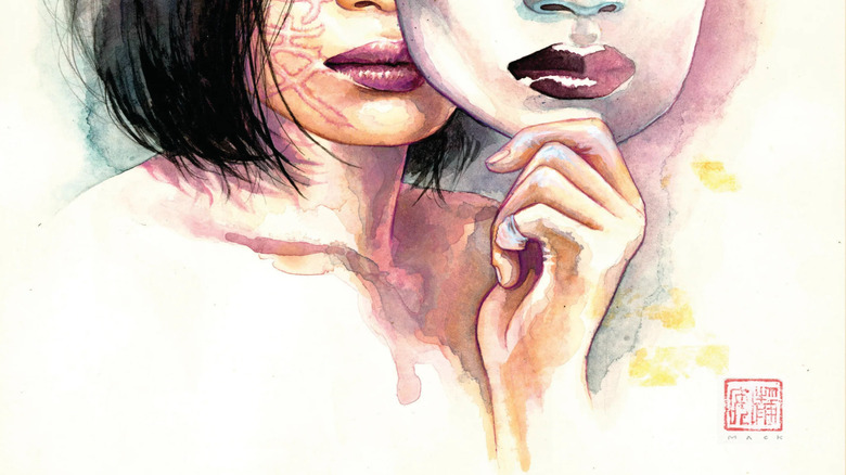David Mack Watercolor - Kabuki Metamorphosis featuring Kabuki and her mask