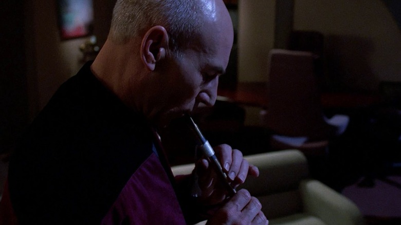Picard playing the flute on Star Trek: The Next Generation