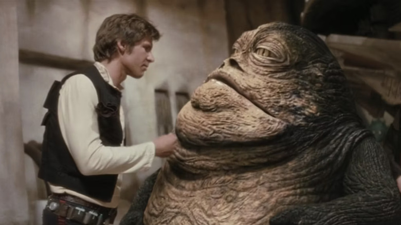 Han Solo and Jabba The Hutt in the A New Hope Special Edition