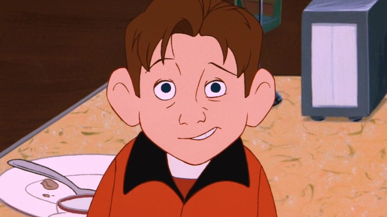 Hogarth looking embarrassed in The Iron Giant