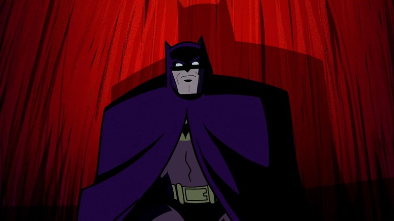 Batman: The Brave and the Bold, Chill of the Night!, Batman standing in front of red curtain