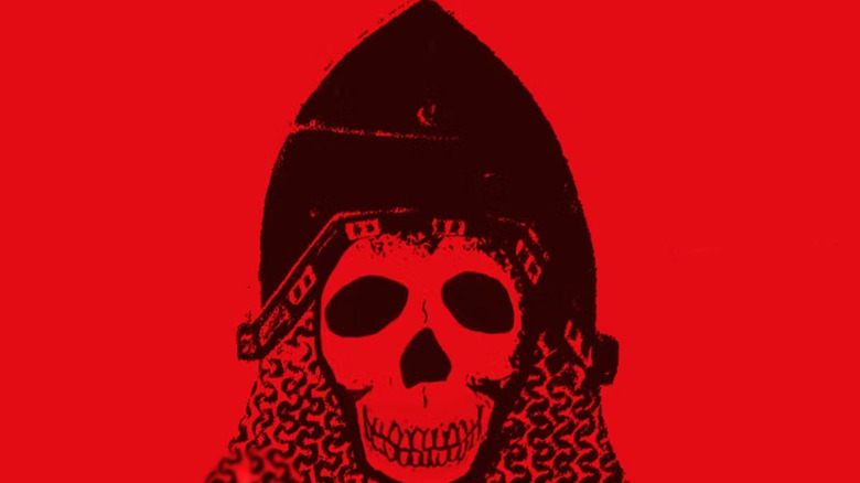 Between Two Fires book cover - skeleton in knight armor with red background