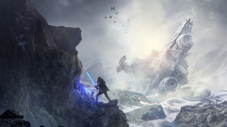 Cal Kestis and BD-1 looking at the wreckage of a Star Destroyer in Star Wars Jedi: Fallen Order